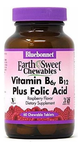 Vitamina B6 B12 Nutrition Earth Sweet,bluebonnet,60 Tabletas