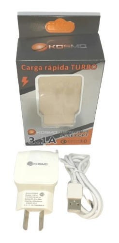 Cargador Kosmo Micro Usb Carga Rapida 3.1a + Cable Micro Usb