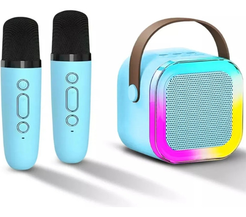 Máquina De Karaoke Altavoz Bluetooth Para Niños 2 Micrófonos Azul