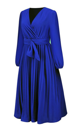 Vestido Cruzado Con Escote En V Para Mujer Con Cinturón