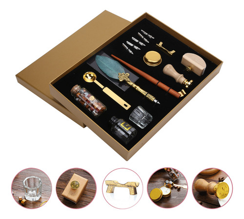 Quill Dip Pen Wax Set Pluma Kit De Sellos De Tinta Para Escr