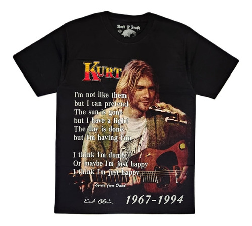 Playera Rock Nirvana Kurt Cobain 1967-1994