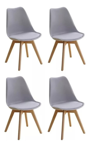 Juego De 4 Sillas Comedor Eames Acolchonada 