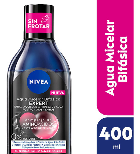 Agua Micelar Bifásica Nivea Black Expert Piel Sensible 400ml