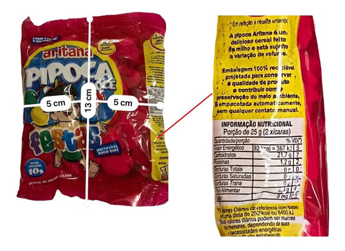 Fardo De Mini Pipoca Doce Com 100 Un De 10gr Aritana Festas