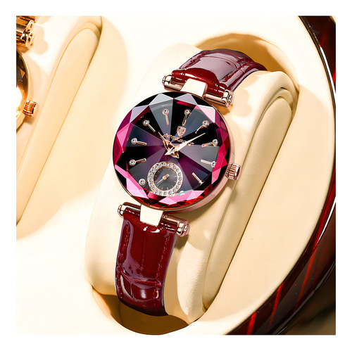 Reloj De Cuarzo De Cuero De Moda Impermeable Poedagar Color De La Correa Púrpura