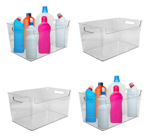 Set 4 Organizador Multiuso Plástico Con Tapa 38.2x24x19.8cm