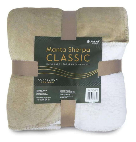 Manta Casal Microfibra Flannel Sherpa 2,20m X 1,80m Classic