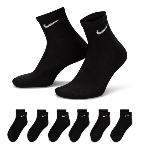 Calcetines X6 Nike Everyday Cushioned Training Negro