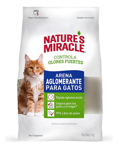 Arena Aglomerante Natures Miracle 3kg - Higiene Felina