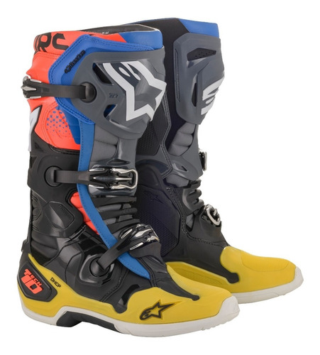 Bota Alpinestars Tech 10 Preta Amarela Vermelha Promoção