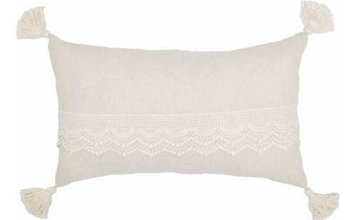 Tampa De Travesseiro De Linho E Renda, 12 L X 20 W, Acento D