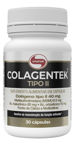 Colágeno Tipo Ii Colagentek Vitafor 30 Cápsulas Sem Sabor