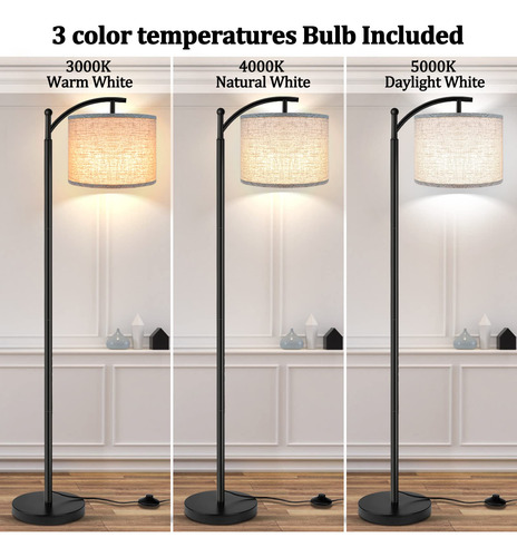 Lámpara De Pie Led 2 Pantallas 9 W Color Negro Para Sala Color De La Pantalla Color De La Estructura