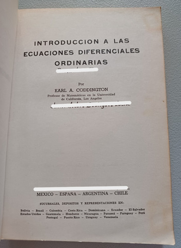 Introducción A Las Ecuaciones Diferenciales Ordinarias (Usado)