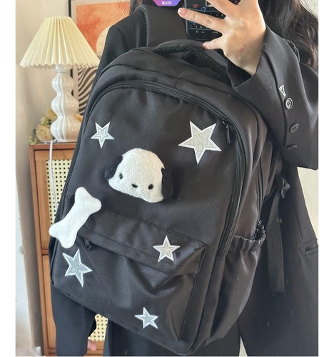 Mochila Para Portátil Anime Sanrio Pochacco Para Mujer, Kawa Color Gris