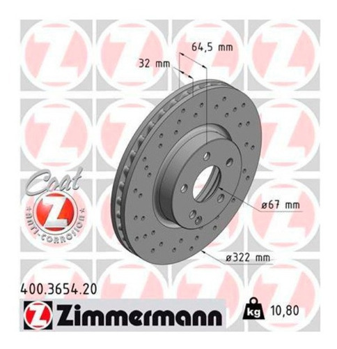 Par Disco De Freio Dianteiro Mercedes C280 2007-2015 W204