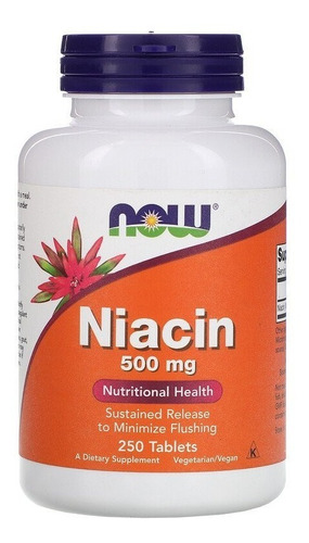 Now Foods Niacina 500 Mg 250 Tabletas Sfn Sabor Sin sabor