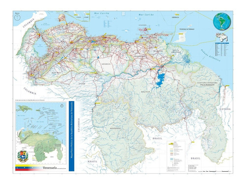Mapa Físico-político Venezuela Mapa De Pared Tamaño Gigante