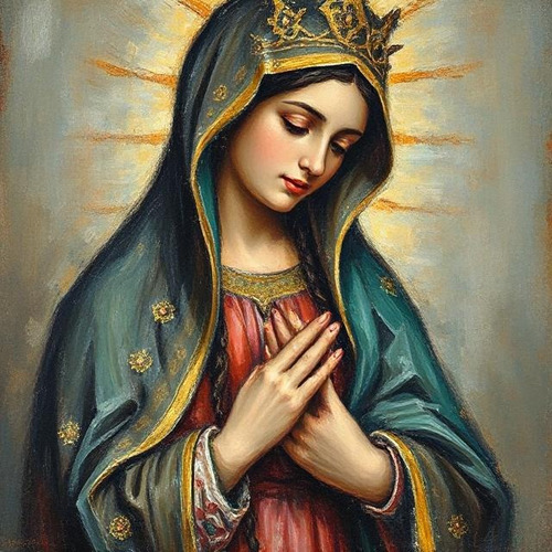 Cuadro Azulejo Mosaico Virgen De Gudadalupe 15x15cm Coral
