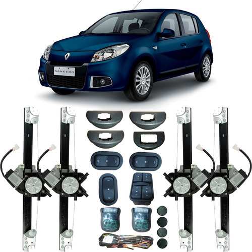 Kit Vidro Elétrico Sandero 2012 4portas Completo Sensorizado