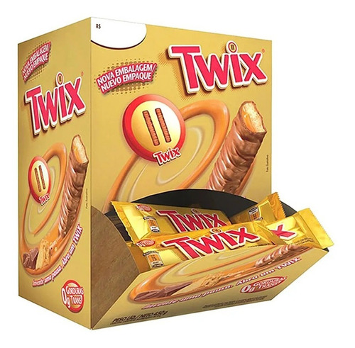 Chocolate Twix Caramelo Macio E Biscoito 15g C/30 Un Atacado