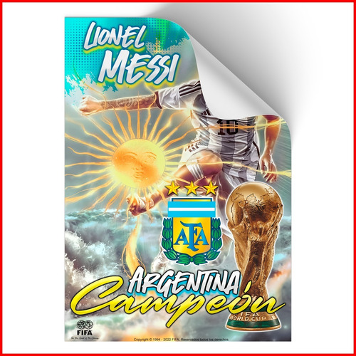 Poster Adherible Messi Argentina Mundial Qatar 2022 52x35cm