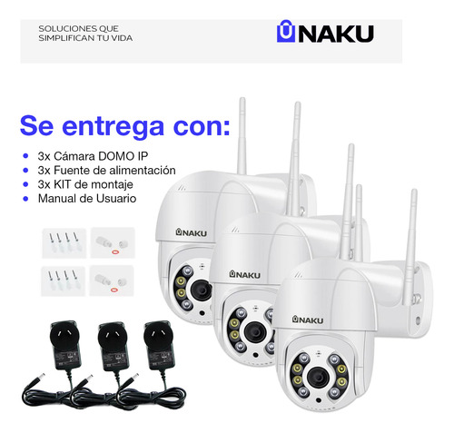 Kit X3 Cámara De Seguridad Wifi Ip Naku Cv-001 Full Hd Motorizada Nocturna 4mp