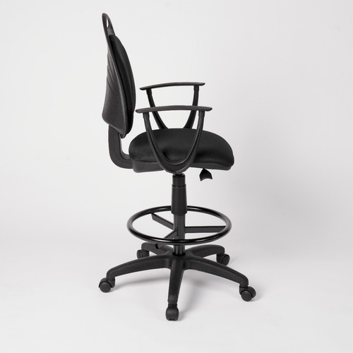 Silla de escritorio de Outlet Diva cajera con apoyabrazos y con ruedas ergonómica negra con tapizado de tela marathon