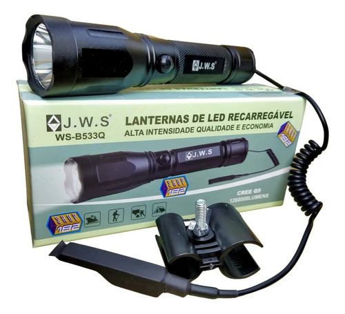 Lanterna Led Luz Verde Caça Pesca Tática Foco Jws Ws-533q Lanterna Preto Luz Branco