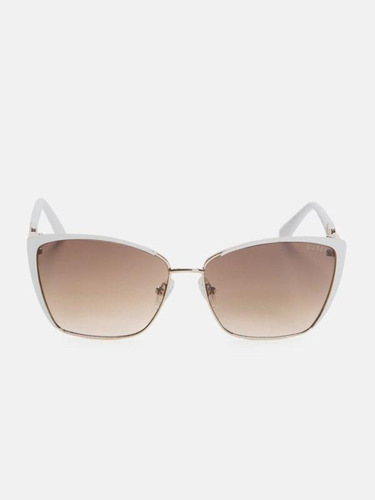 Guess Gafas De Sol De Ojo De Gato Con Cadena De Metal Espejo Marrón Claro Marrón Claro Dorado Blanco