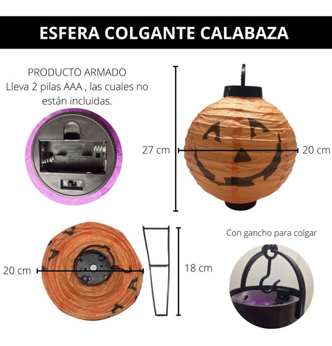 Imagen 6 de 10 de Esfera X 4 Colgante Led Halloween Luminosa Guirnalda
