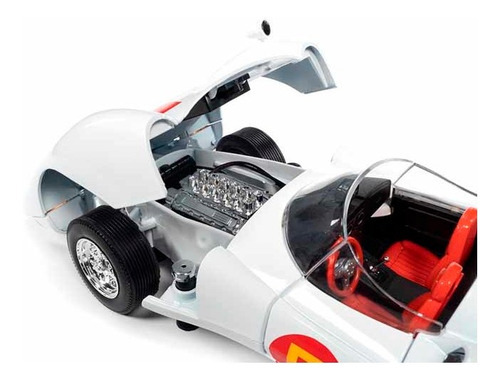 Miniatura Speed Racer Mach 5 C/bonecos Auto World 1/18 Cor Branco