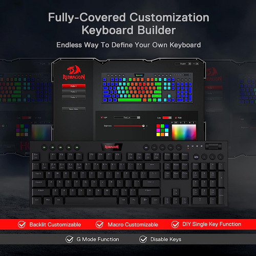Teclado Mecánico Redragon K618, Rgb/bluetooth/2,4 Ghz