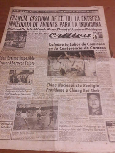 Diario Critica Chascomus Tigre Perón Formosa 22 3 1954