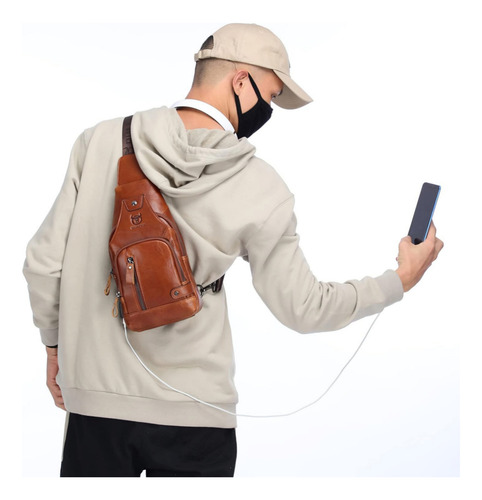Pechera Mochila Morral Hombre Cuero Genuino Bullcaptain