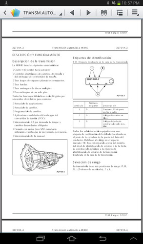 Manual Para Transmisión Automática Ranger (4r44e) En Español (Usado)