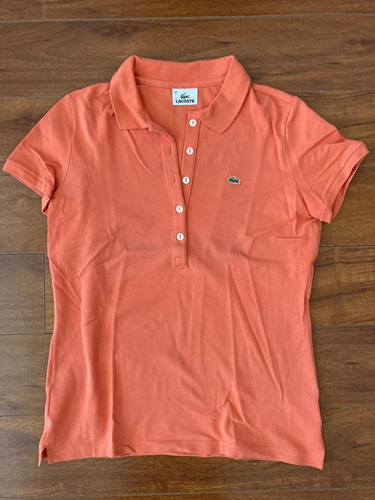 Polera Tipo Polo Mujer Lacoste Color Naranja Talla 42