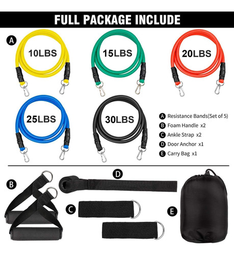 Bandas Elásticas Fitness, 100lbs Bandas De Resistencia Set,