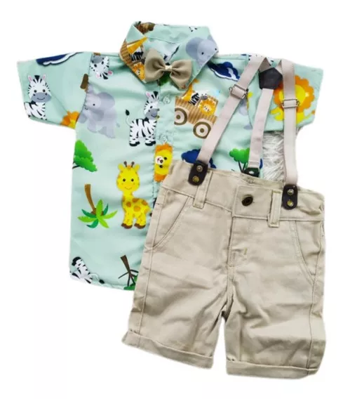 Roupa Tema Safari Conjunto Social Menino Do Safari  Promoçao