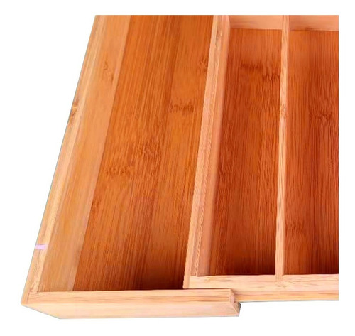 Imagen 4 de 10 de Cubiertero Organizador De Cajon Cubiertos Extensible Bambu