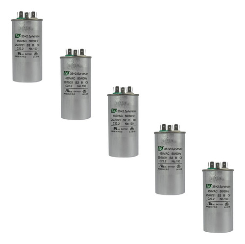 Kit 5 Capacitor Duplo 35+2.5uf 450vac Ar Condicionado Epx. 440/450v
