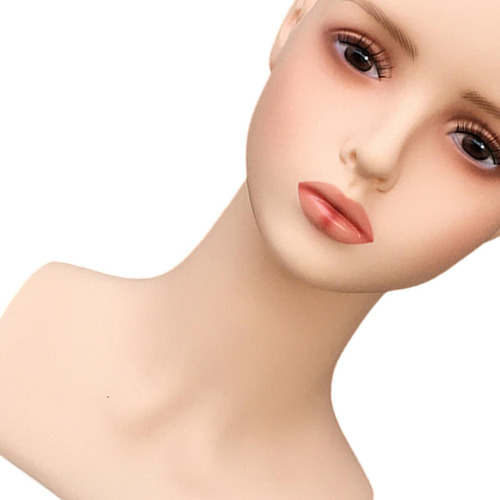 Cabeza De Maniquí Calva Femenina, Labios Rojos Claros