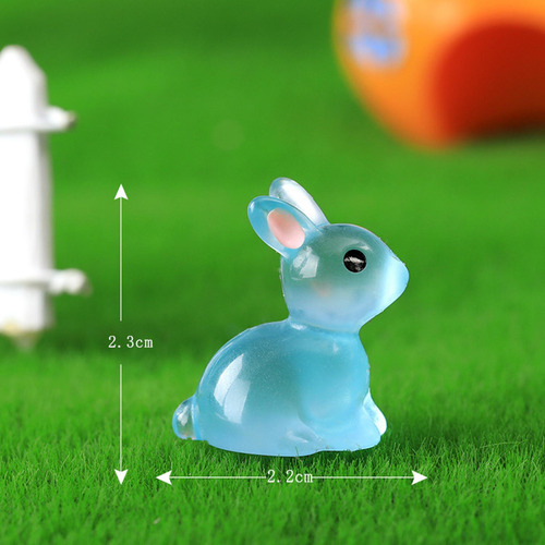 Estatuillas De Conejo De Resina Micro Adornos De Azul