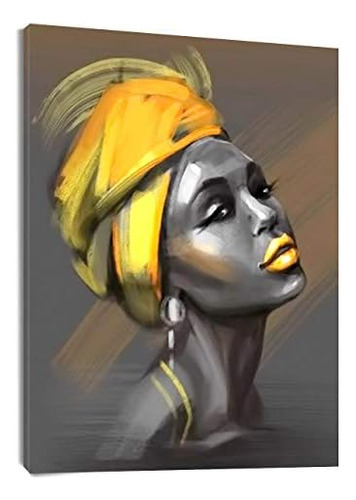 Lienzo De Mujer Afroamericana, Arte De Pared, Mujer Neg...