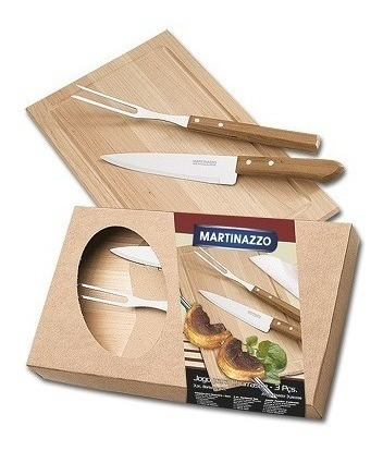 Universal Jgo Asador 3 Pzas Con Tabla Mango Madera