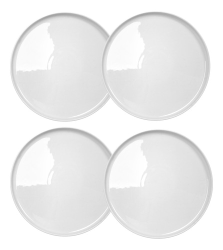 Set X 4 Plato Postre 21 Cm Porcelana Blanca Moderna