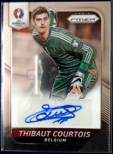 Tarjeta Firmada Thibaut Courtois Panini Prizm Euro Autografo