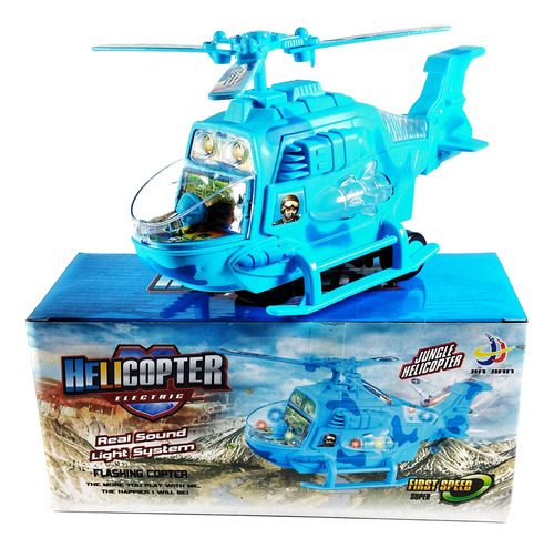 Helicóptero Con Luces Y Sonidos Musica Esquiva Obstáculos Helicóptero Celeste
