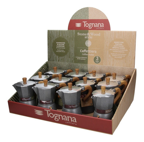 Cafetera Greca 3 Tazas Tognana Grancucina Stone E Wood Style